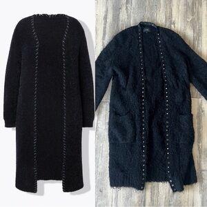 Joe’s Jeans Collection Open Faced Black Alpaca Blend Cardigan with Studs